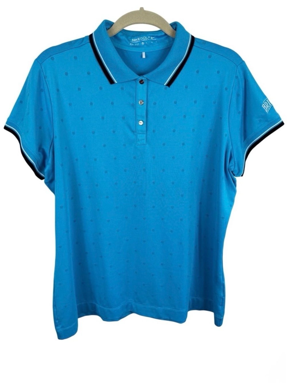 Nike Golf Dri-FIT Polo Shirt Womens XL Blue Short Sleeve Textured Dot